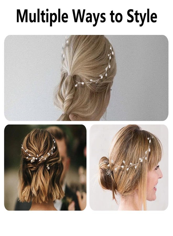 KGCGJVB Wedding Hair Vines Pearl Bridal Headband Delicate Headpiece for Bride Women Headbands Bands Hairstyles Accessories Vine Silver - Image 5